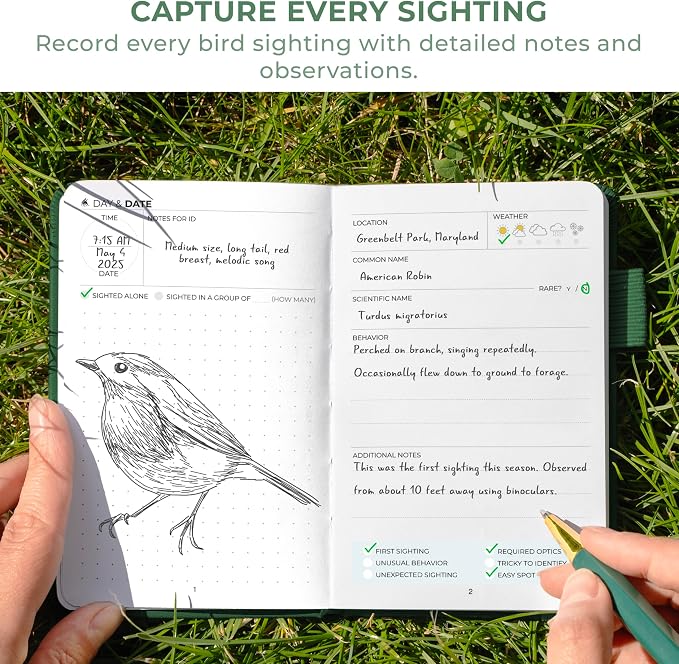 Clever Fox Birder's Journal Pocket – Bird Watcher Log Book & Nature Journal - Image 4