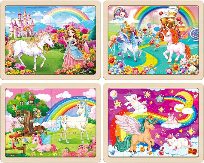SYNARRY Large Unicorn Princess Fairy Wooden Puzzles - Image 2