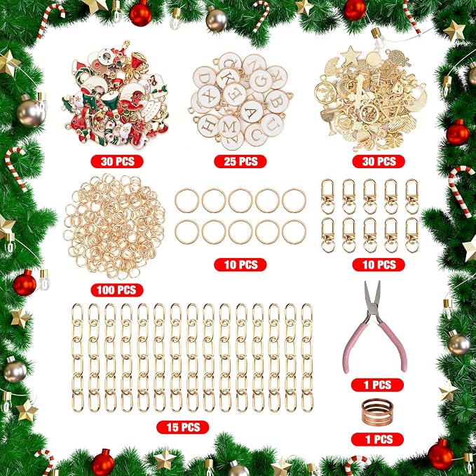 HOMAR 223Pcs DIY Keychain Making Kit Bag Charm Jewelry Chain Making 86 Charms - Image 2