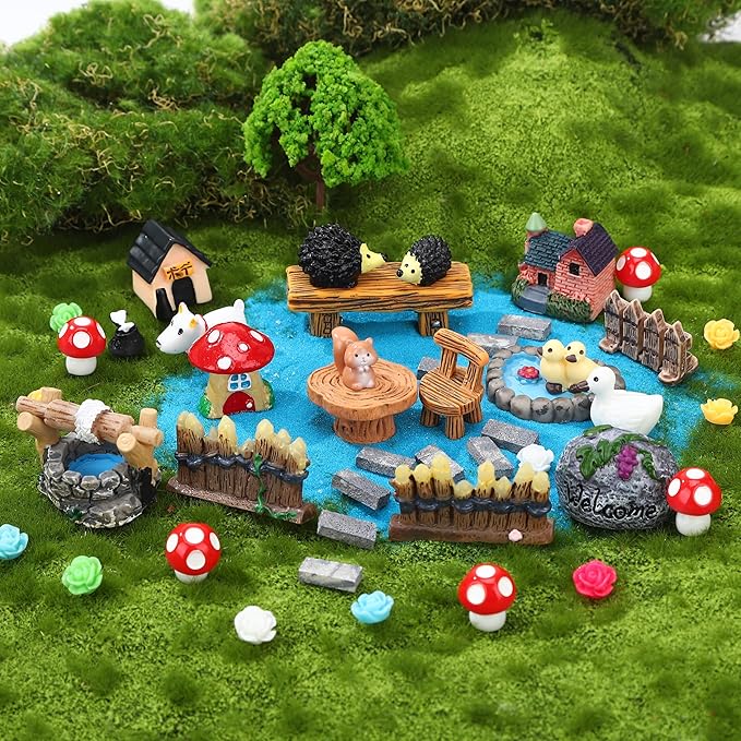 45 Pcs Fairy Garden Accessories Miniatures Garden Kit by GGSTDDUP