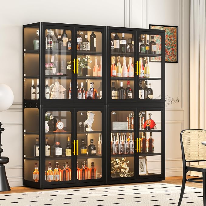 67" Display Cabinet with Glass Doors, 4-Tier Curio Cabinet with Many Color - Image 3