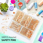 340 Pack Safety Pins Assorted, 5 Different Sizes Small and Large Safety Pins - Image 7