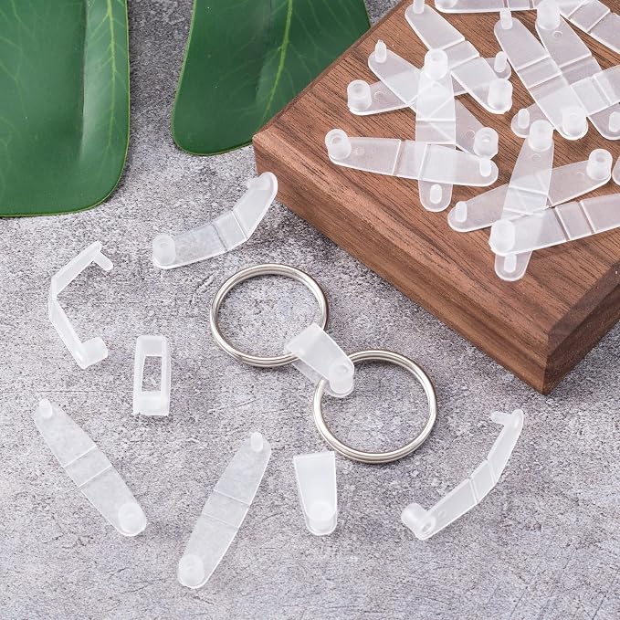 OIIKI 200Pcs Clear Acrylic Keychain Connector Snap Tabs, 0.32x1.4in | Plastic - Image 5