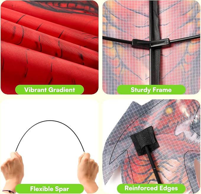JOYIN Dragon Kites for Kids and Adults, Dragon Red Beach Kite for Outdoor Games - Image 8