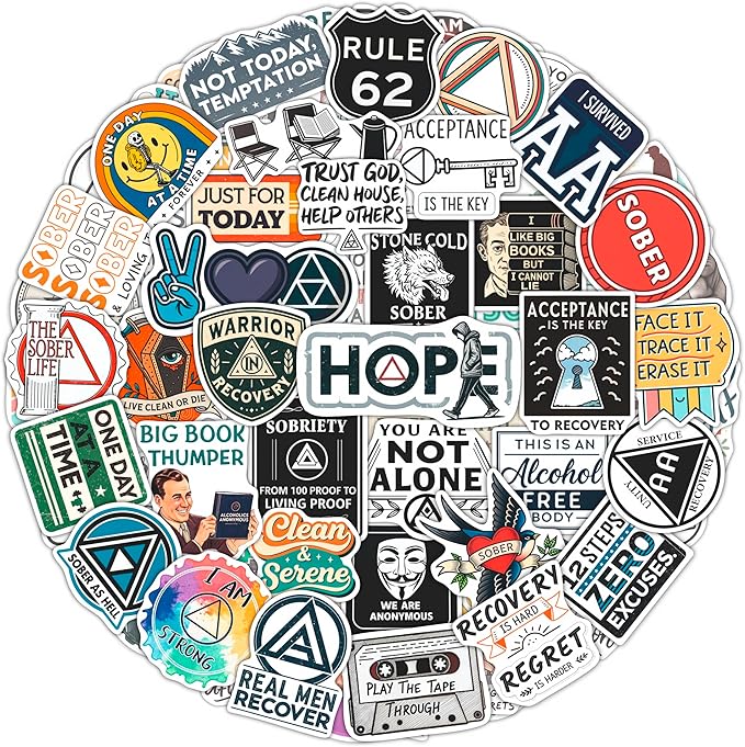 100Pcs Sobriety Stickers Bulk for Water Bottle, Laptop by BulbaCraft