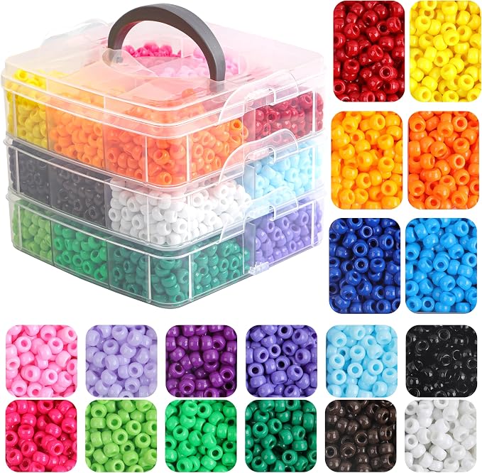 Pony Beads for Bracelets 3600 Pcs Plastic Beads for Friendship Bracelets by KAKW