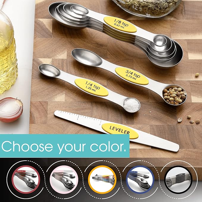Spring Chef Yellow Stainless Steel Magnetic Measuring Spoons Set of 8 - Image 6
