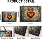 Rectangle Stained Glass Suncatcher, Vintage Sacred Heart Sun Catcher Stain - Image 3