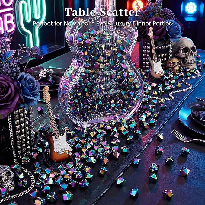 DomeStar 150PCS Iridescent Black Fake Ice, Acrylic Gems Crystals Black Rocks - Image 4