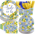 168Pcs Lemon Bridal Shower Party Decor Amalfi Coast Plates Napkins Cups Forks by Greencian
