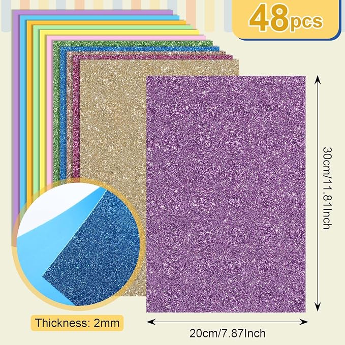 Feifeiya 48 Pack Assorted Colors Foam Sheets 8 x 12 Inch, Office Projects - Image 2