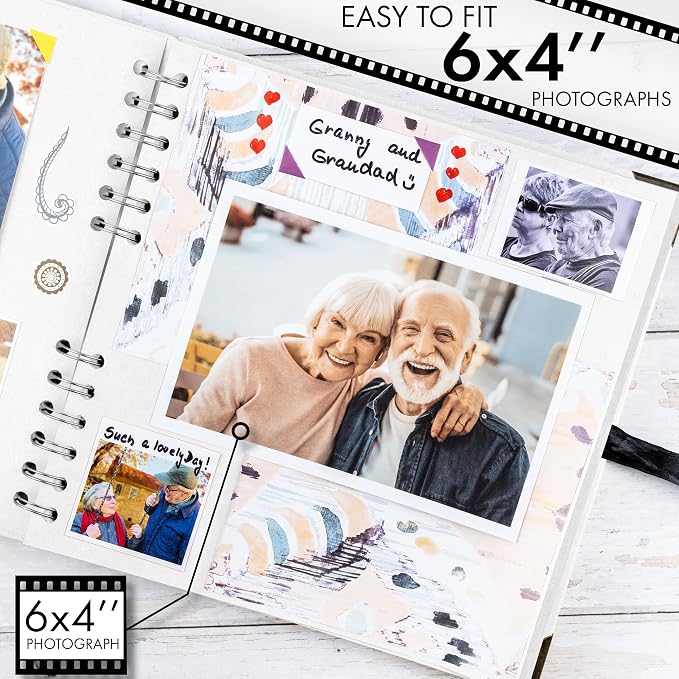 Bstorify Square Scrapbook Photo Albums 60 Pages White Thick Paper, Metal Corners - Image 4