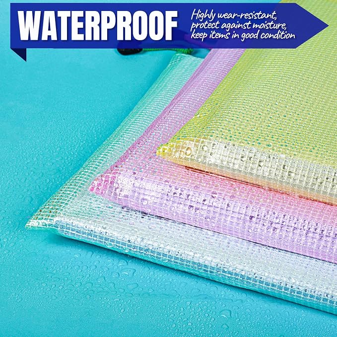 LEOBRO 20PCS Zipper Pouch, A4 Mesh Zipper Pouch Bags, Waterproof Bag, Mesh Bags - Image 4