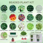 Green Glass Beaded Plant Kit, Forever Plant Beaded Leaf Flower Beads - Image 7