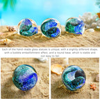 QFkris 3'' Hand Blown Glass Ocean Waves Ball Figurine, Glass Art Bubble Waves - Image 4