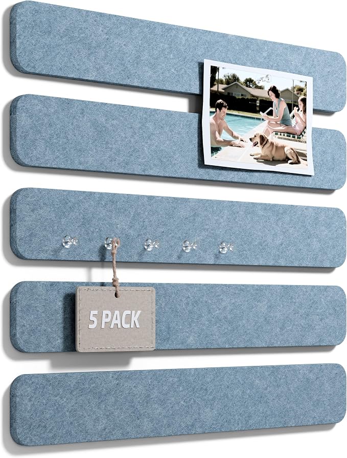 Fluxynara Cork Board Alternative Felt Strip Board 5-Pack 13"x2", Office Pin by FLUXYNARA