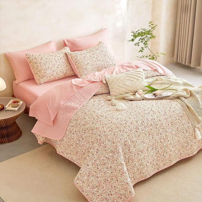 Wake In Cloud - Floral Quilt Set, Cute Vintage Flower Cottagecore Shabby Chic - Image 3
