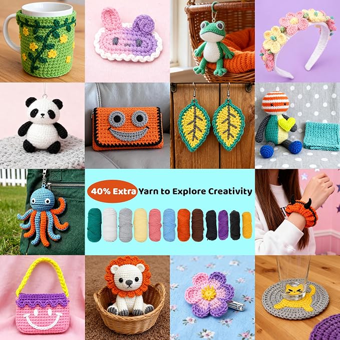 Joyclub Crochet Kit for Beginners 6 PCS Amigurumi Animal Family Crochet Starter - Image 7