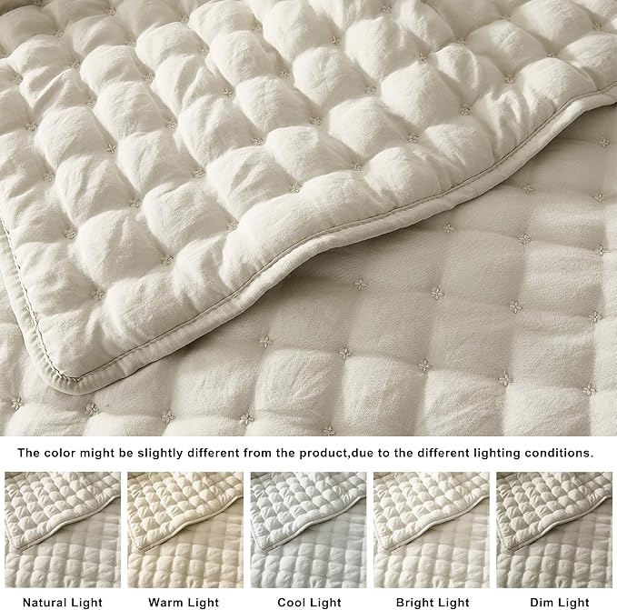 WDCOZY Beige California Oversized Cal King Size Quilt Bedding Sets - Image 2