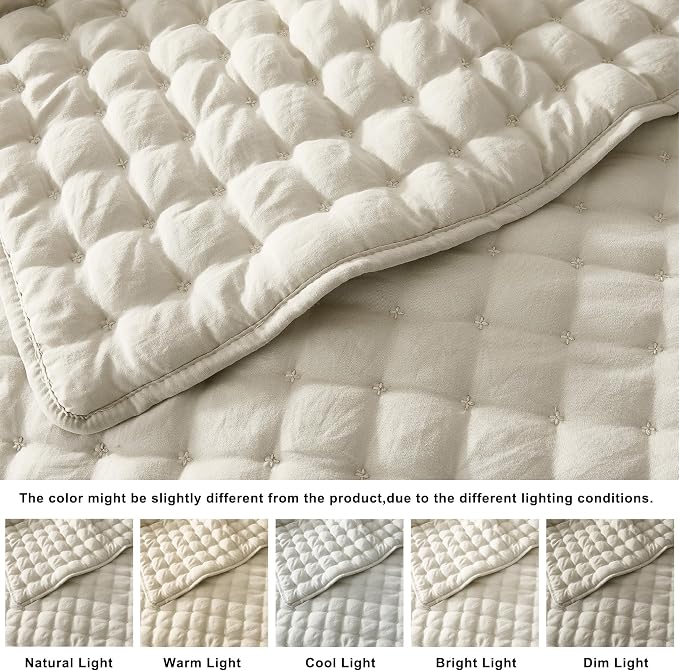 WDCOZY Beige Queen Size Quilts Bedding Sets - Image 2
