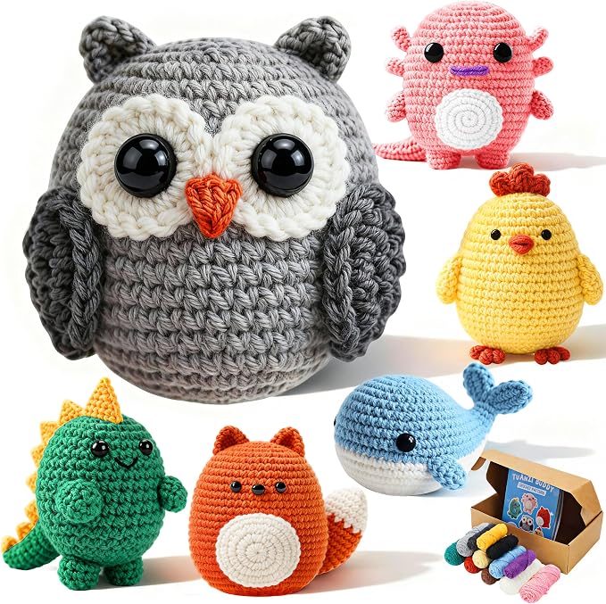Joyclub Crochet Kit for Beginners 6 PCS Amigurumi Animal Family Crochet Starter by Joyclub