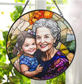 LOVELYPOD Personalized Grandma Stained Glass Sun Catcher, Photo Family Portrait by LOVELYPOD