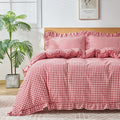 Gingham Duvet Cover Twin Size, 2 Pieces Soft Breathable Microfiber Plaid by Kisswish
