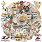 50 PCS Retro Reading Stickers for Scrapbooking Journaling Junk Journal by Unknown