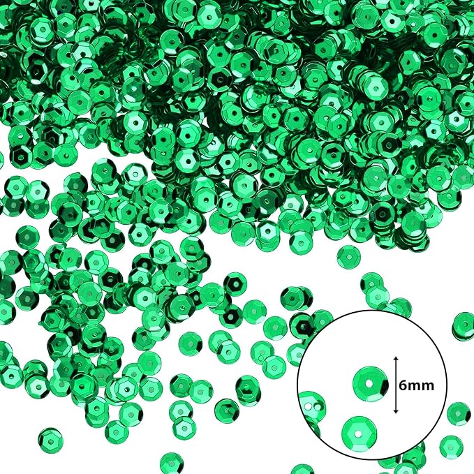 Mandala Crafts 6mm Cup Round Emerald Sequins - Image 3