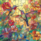 MINIWAN Vintage Paint Hummingbird Flower 500 Piece Puzzle by MINIWAN