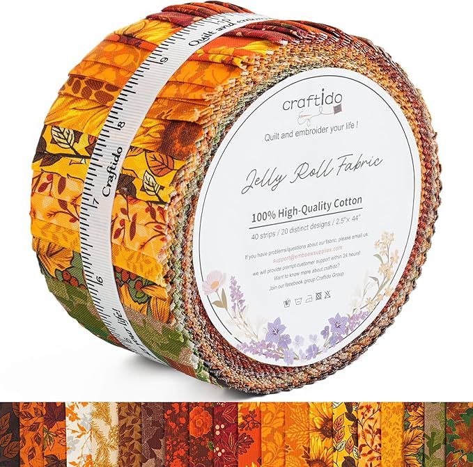 Craftido-20 Options-100% Cotton Jelly Roll Fabric Precut Strips by Craftido