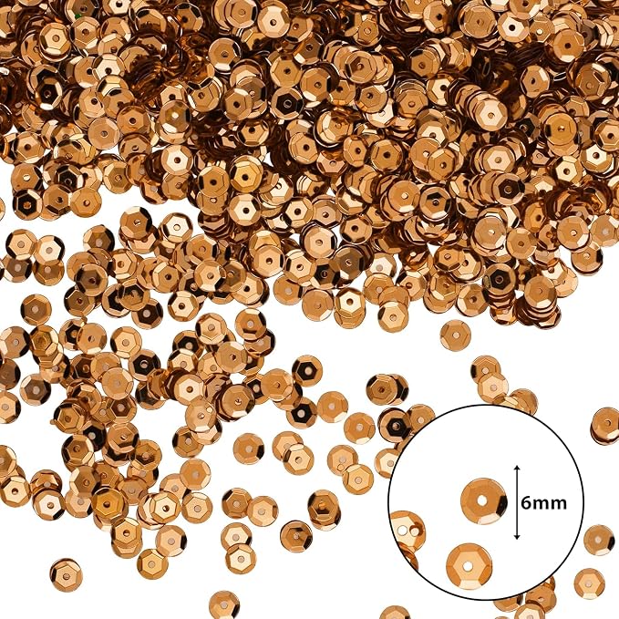 Mandala Crafts 6mm Cup Round Bronze Sequins - Image 3