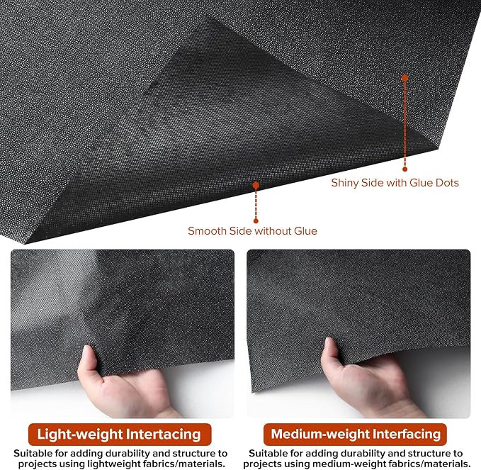 ZOMONETI Medium Weight 17in x 30yd Black Iron On Non-Woven Fusible Interfacing - Image 3