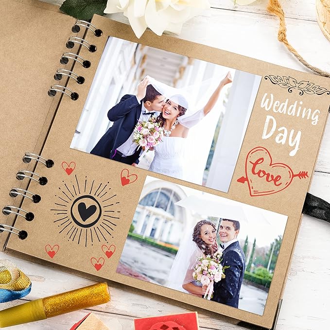 Bstorify Square Scrapbook Photo Albums 36 Pages Brown Thick 200gsm Kraft Paper - Image 6