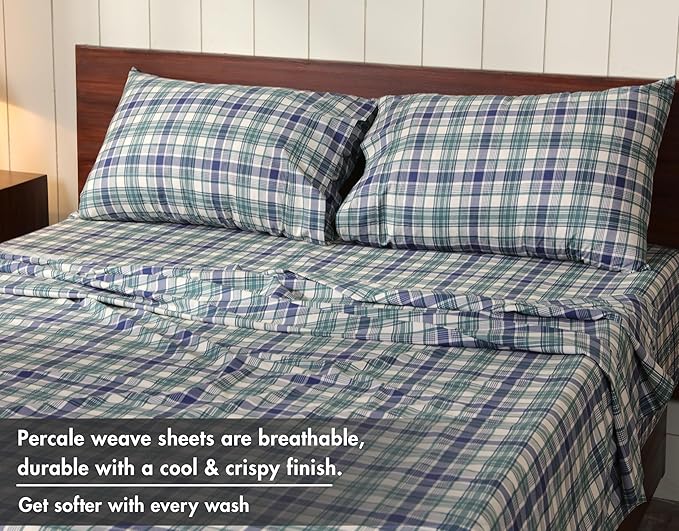 RUVANTI 100% Cotton Sheets – Split King Size Percale Bedding, Cooling & - Image 4