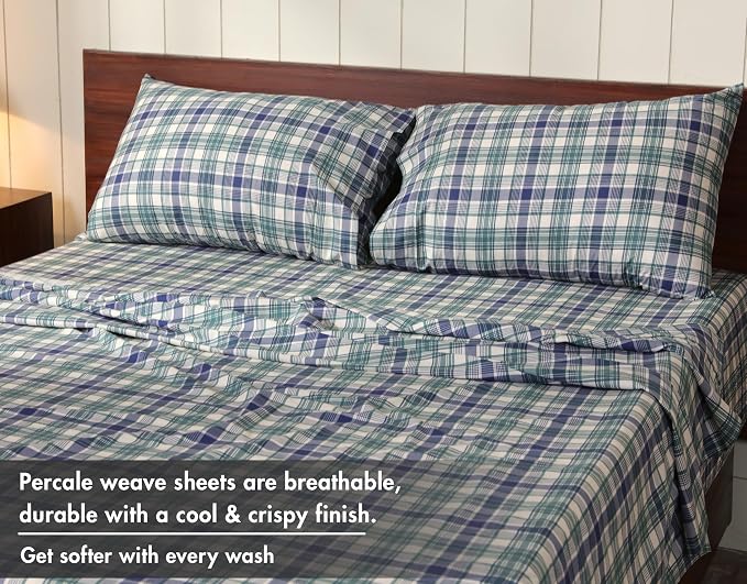 RUVANTI 100% Cotton Sheets – King Size Percale Bedding, Cooling & Breathable - Image 4