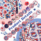 HunnmingRe 20 Pcs 10''x10'' Patriotic Quilting Fabric Square Red White Blue - Image 3