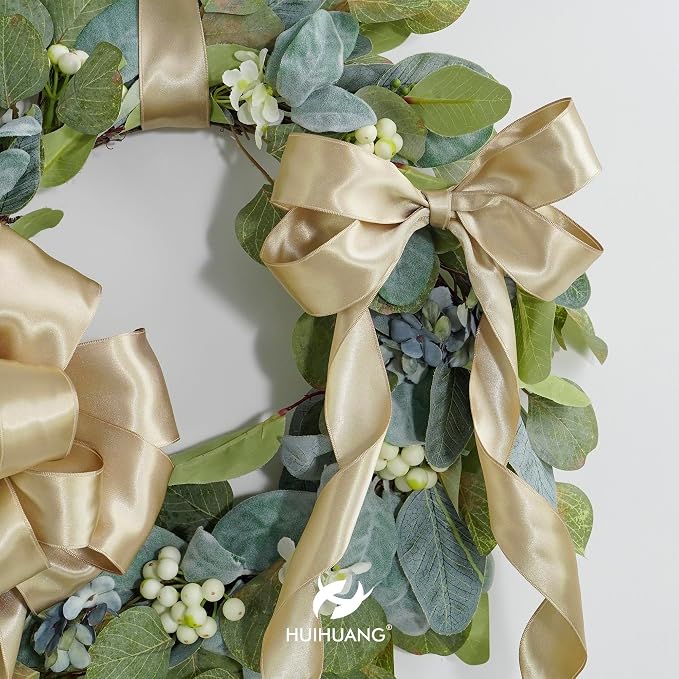 HUIHUANG Champagne Satin Wired Ribbon 2.5 inch Champagne Gold Wire Edge Ribbon - Image 5
