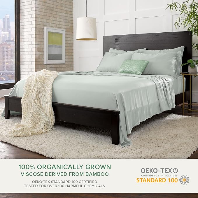 Pure Bamboo Twin Sheets, Genuine 100% Organic Viscose Derived from Bamboo Bed - Image 2