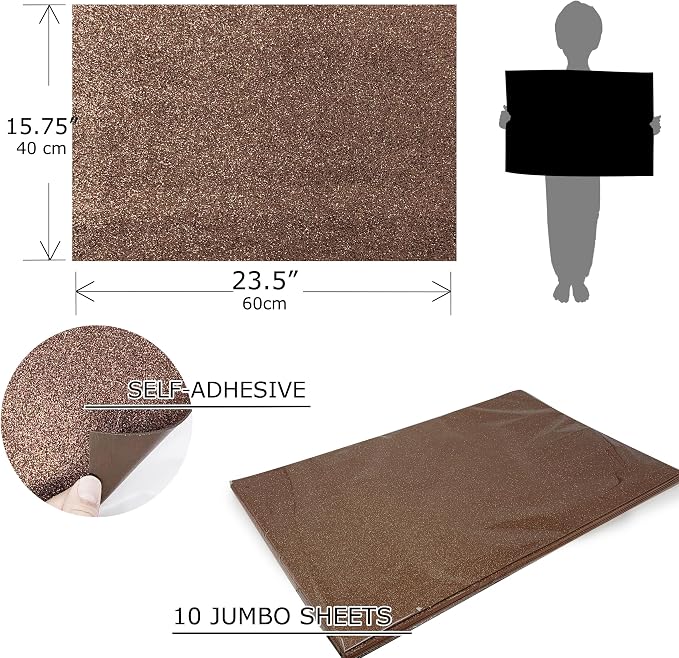 Allgala Jumbo Self-Adhesive Glitter EVA Foam Sheets 10 Pack 16x24 inch Paper - Image 2