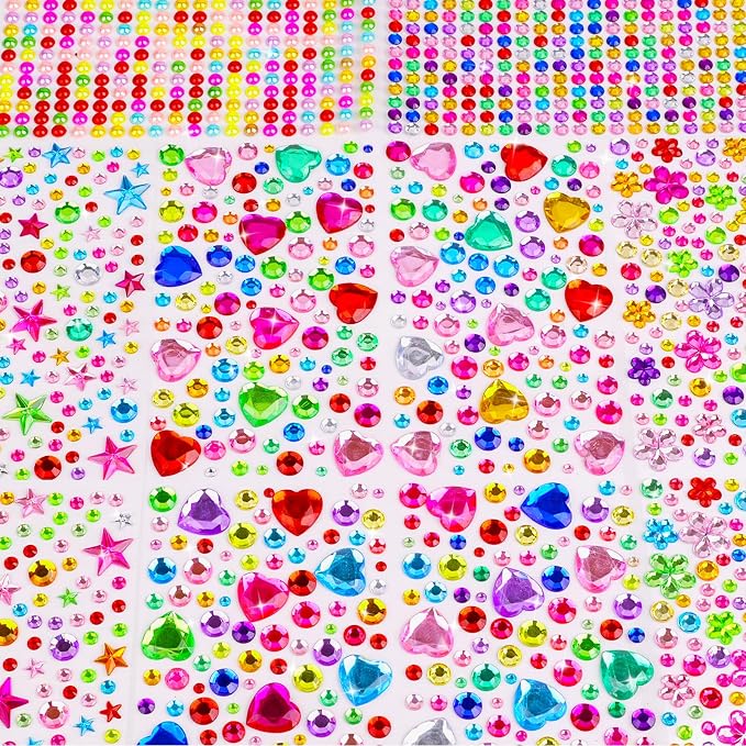 2078PCS Gem Stickers Large Rhinestone Stickers Self Adhesive Acrylic Gems DIY by Sinekong