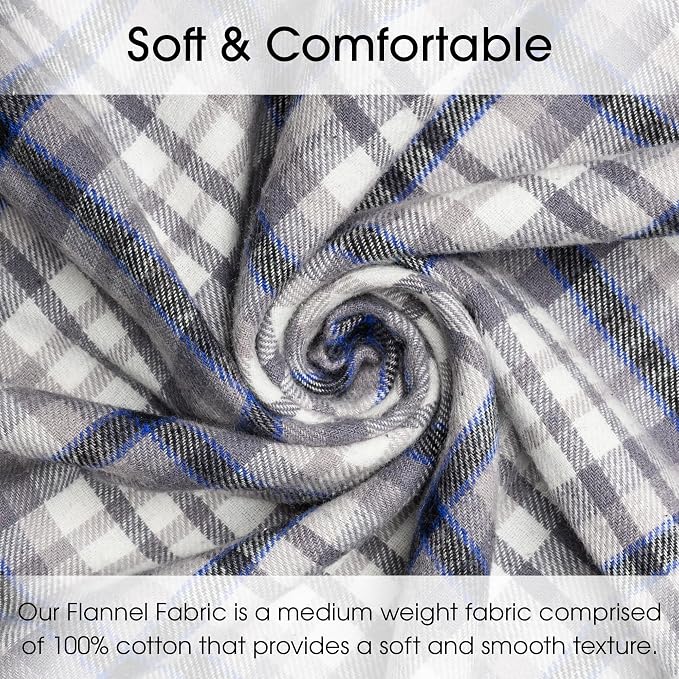 Pico Textiles 3 Yards Bolt White and Gray Tartan Plaid Flannel Fabric - Image 2
