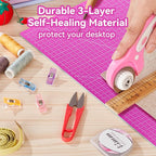 3 Pcs Self Healing Cutting Mat, Double-Sided Non-Slip Rotary Cutting Board - Image 2