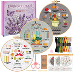 Embroidery Kit for Adult Beginners, 3 Pack Embroidery Stitches Practice Kit to by Uniartfy