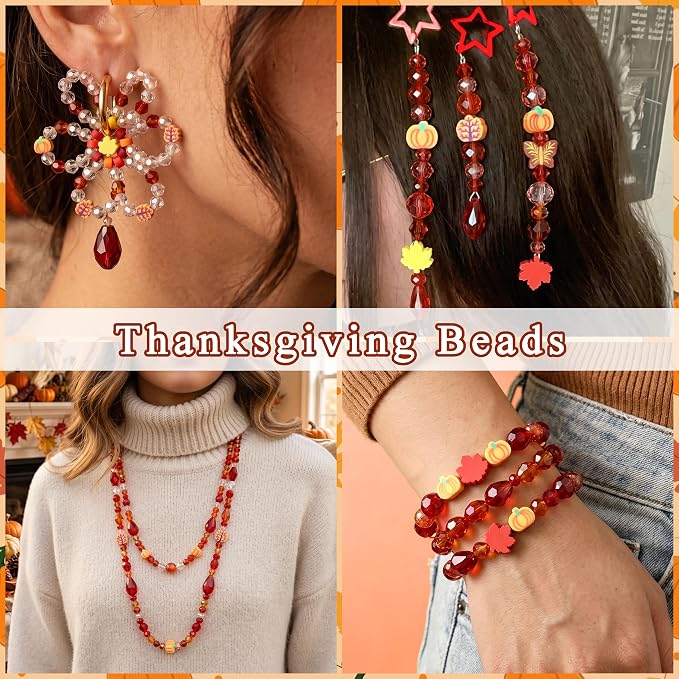 ZHIYUXI 1150PCS Thanksgiving Beads Fall Orange Glass Beads Jewelry Making | - Image 4
