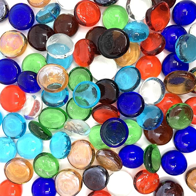 CYS EXCEL Assorted Mix Colors Glass Gemstone Beads Vase Fillers Flat Marble by CYSEXCEL%C2%AE