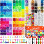 Dowsabel 6 Boxes 120 Colors Pony Beads Bracelet Making Kit, Beads by Dowsabel