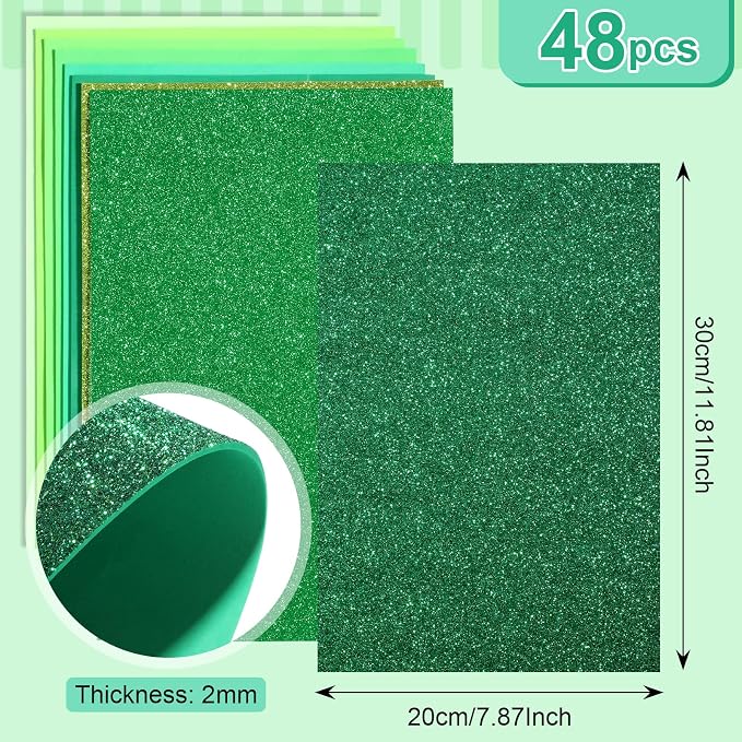 Feifeiya 48 Pack EVA Foam Sheets 8 x 12 Inch, 12 Glitter Sparkle Foam Sheet 36 - Image 2