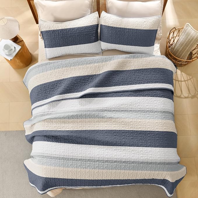 Litanika California King Quilt Set Blue and Yellow - Image 3