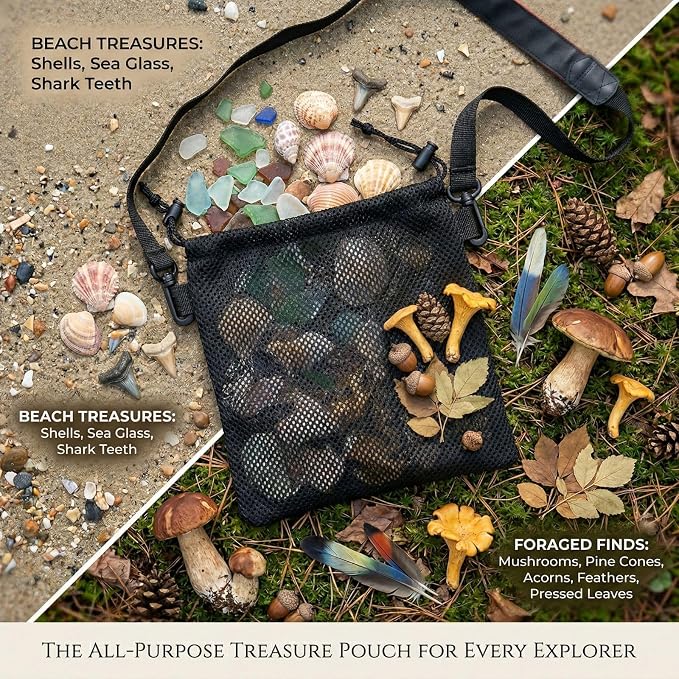 Rock Collecting Bag Foraging Pouch: Belt-to-Sling Convertible Mesh Bag | - Image 7